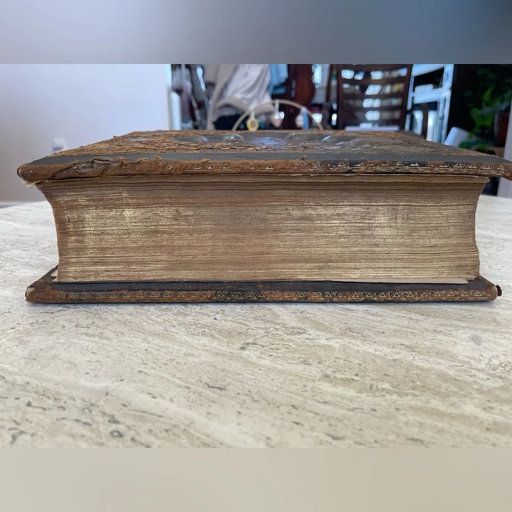 Antique 1879 Leather Family Pictorial Holy Bible G. Dore-Illman Brothers - Picture 4 of 16